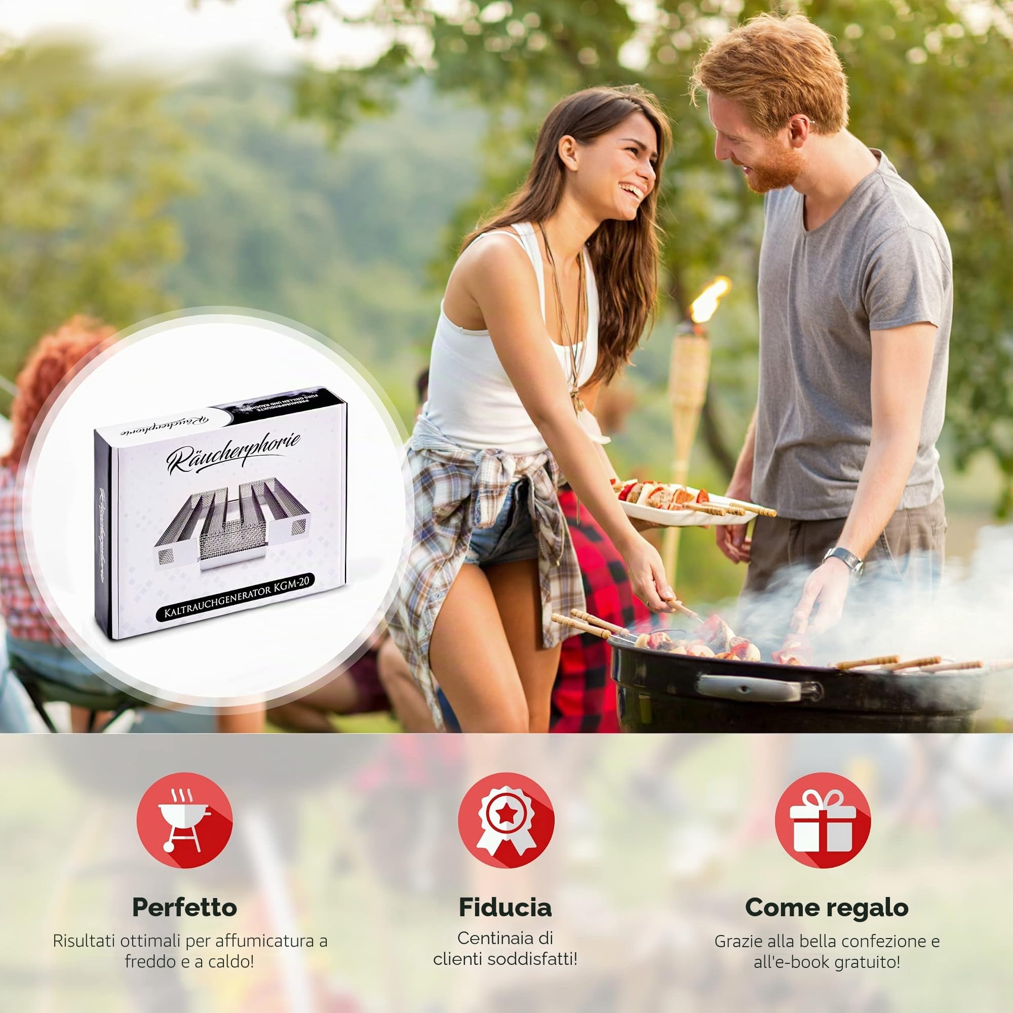 Generatore di affumicatura a freddo – Premium Sparbrand in acciaio inox con eBook per un risultato di affumicatura molto particolare – Generatore di fumo freddo di alta qualità ideale per barbecue