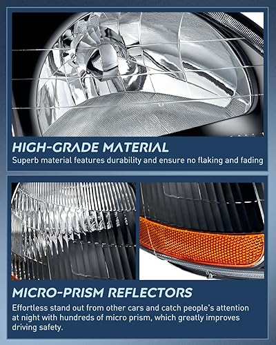 Miniatura 7 de Nilight Conjunto de faros delanteros, faros de repuesto, carcasa negra, reflector ámbar, lente transparente mejorada, para el lado del conductor y
