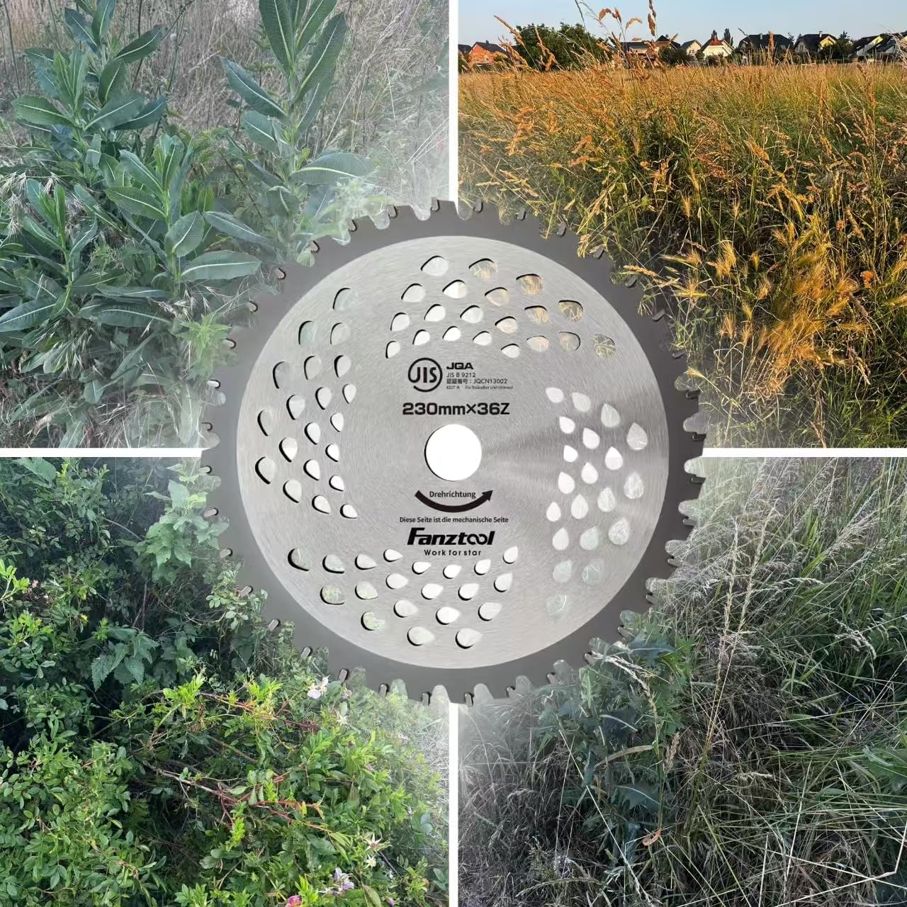 FANZTOOL Zestaw brzeszczotów do piły tarczowej 23 cm z ochroną zębów do podkaszarki – nóż zapasowy do podkaszarki akumulatorowej i benzynowej oraz podkaszarki, idealny do prac koszących (36Z/ 36Z