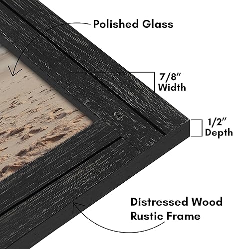 Miniatura 3 de Americanflat Marco para póster de 18 x 24 pulgadas, color negro carbón, marco rústico con madera texturizada y plexiglás, formatos horizontales y