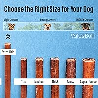 Vista 3 de ValueBull Bully Sticks para perros pequeños, extrafinos de 6 pulgadas, 50 unidades, golosinas naturales para perros, 100% carne de res, un solo