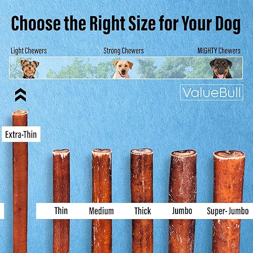 Miniatura 3 de ValueBull Bully Sticks para perros pequeños, extrafinos de 6 pulgadas, 50 unidades, golosinas naturales para perros, 100% carne de res, alternativa