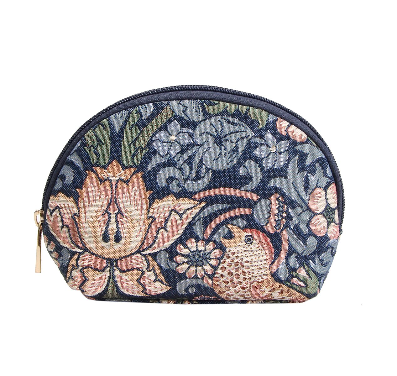 SignareTapestry Cosmetic Bag Toiletry Makeup Bag for Women With William Morris Blue Strawberry Thief (COSM-STBL)