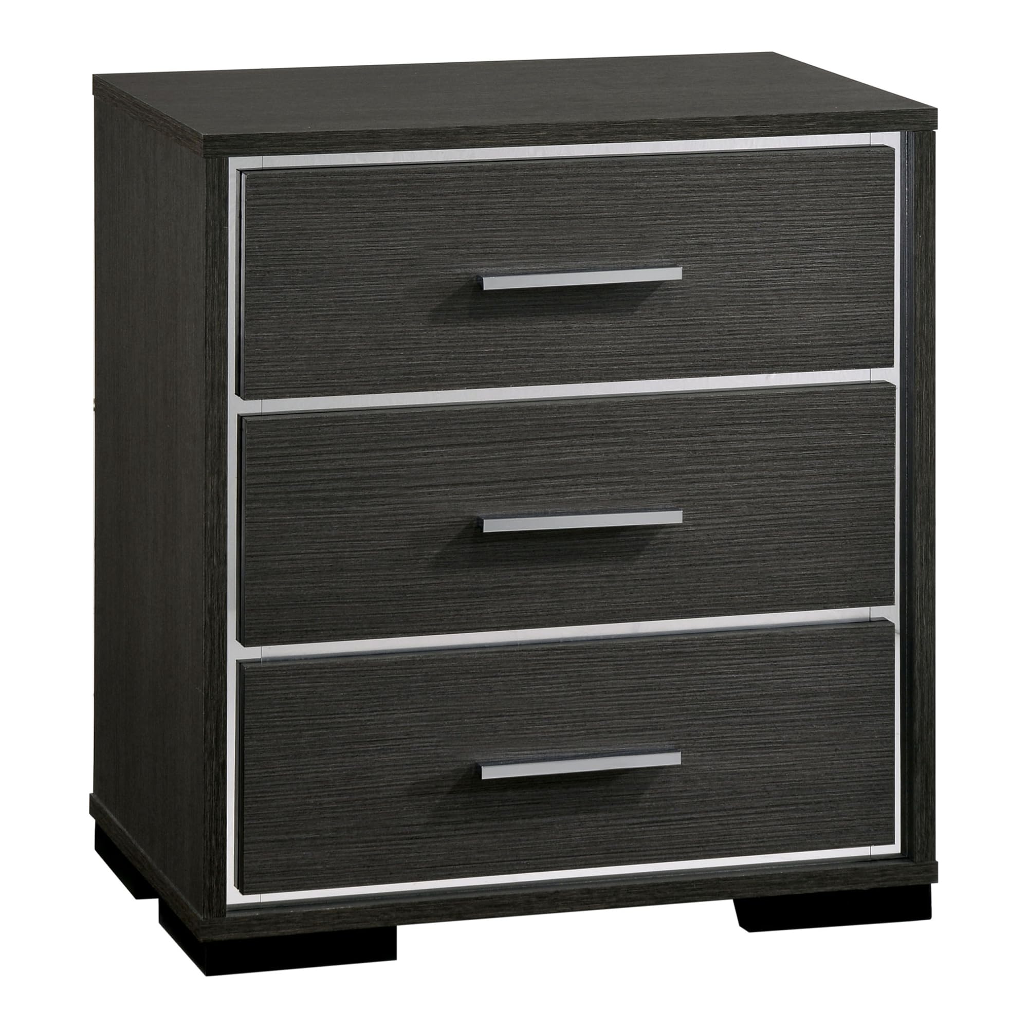 HOMES: Inside + Out Regala Contemporary Wood 3-Drawer Nightstand, Warm Gray