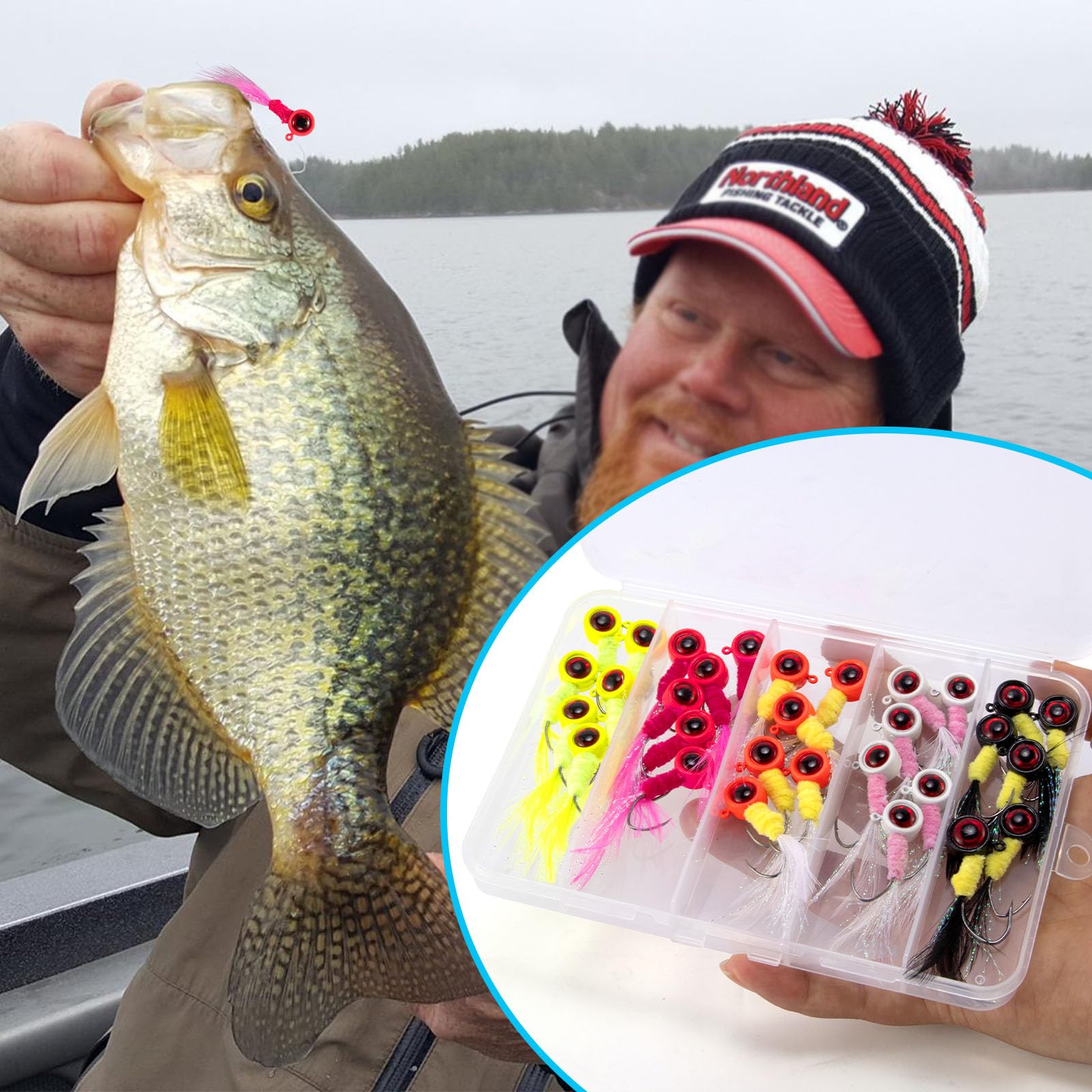 Alwonder Marabu-Jigs-Set, Angelköder, Crappie, Jigköder, Forelle, Panfish mit Feder, handgebundenes Haar, runder Angelkopf, Jighaken für Barsch, Zander, Bluegill, 1/907.2 g, 1/453.6 g, 1/226.8 g,