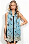 GERINLY Scarfs pour les femmes Écharpes et écharpes en coton imprimé aux oiseaux floraux légers pour le châle de printemps
