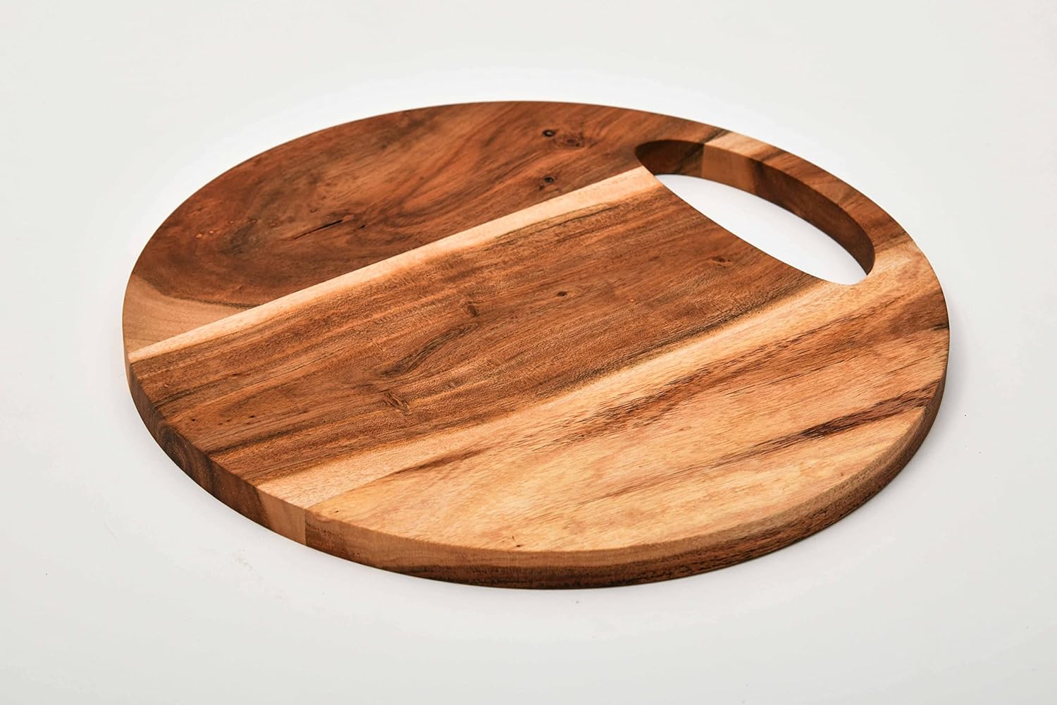 Affinity Decor Wood Cutting Board for Kitchen, Round Wooden Cutting Board with Handle, Organic Charcuterie Boards, Wooden Serving Platter 12"L x 12"W