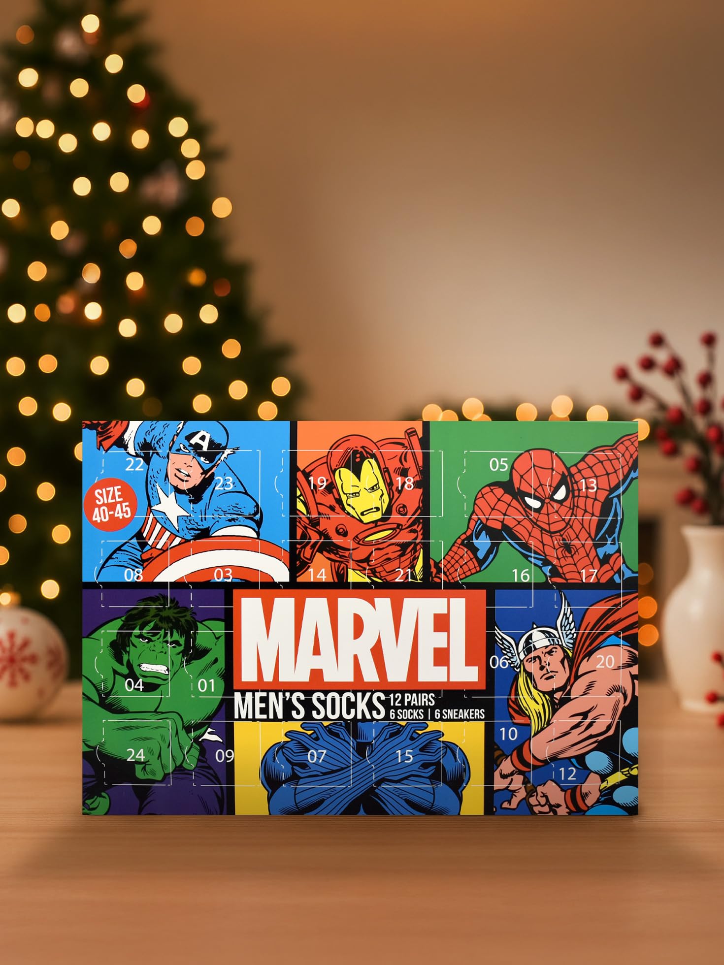 United Labels Marvel Calendario Adviento Calcetines Hombre 40-45 Zapatillas Calcetines Largos Regalo Navidad