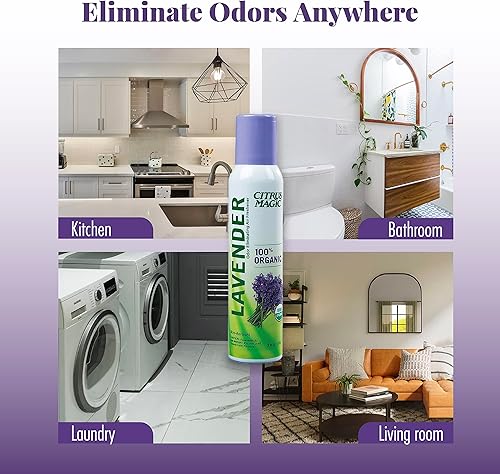 Miniatura 6 de Citrus Magic Ambientador en aerosol orgánico natural que elimina el olor, eucalipto lavanda, 3 onzas, paquete de 3
