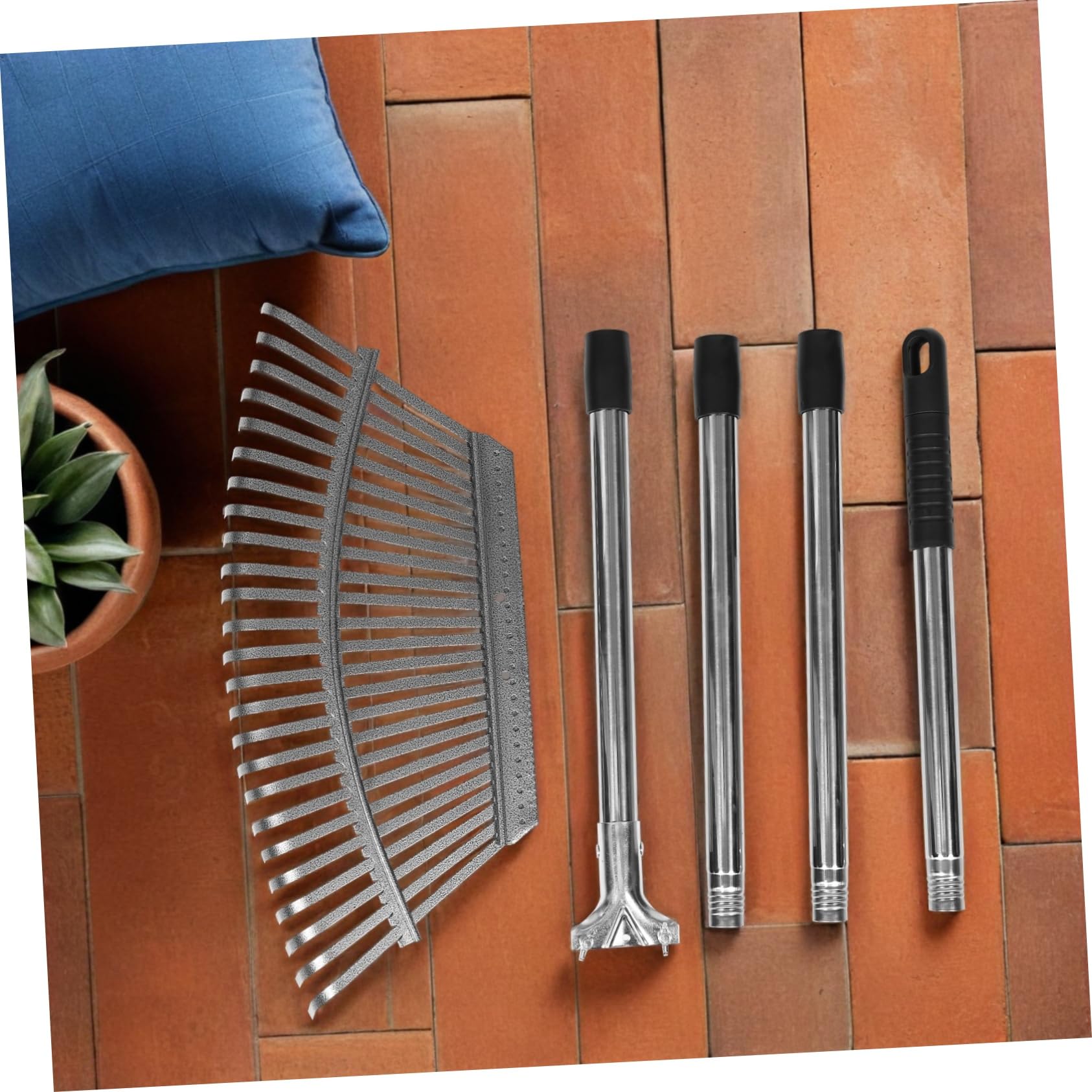 UPKOCH Rastrillo De Jardín De Metal Pequeño y Resistente con Mango De Acero para Césped Jardinería y Rastrillo para Limpieza De Jardín