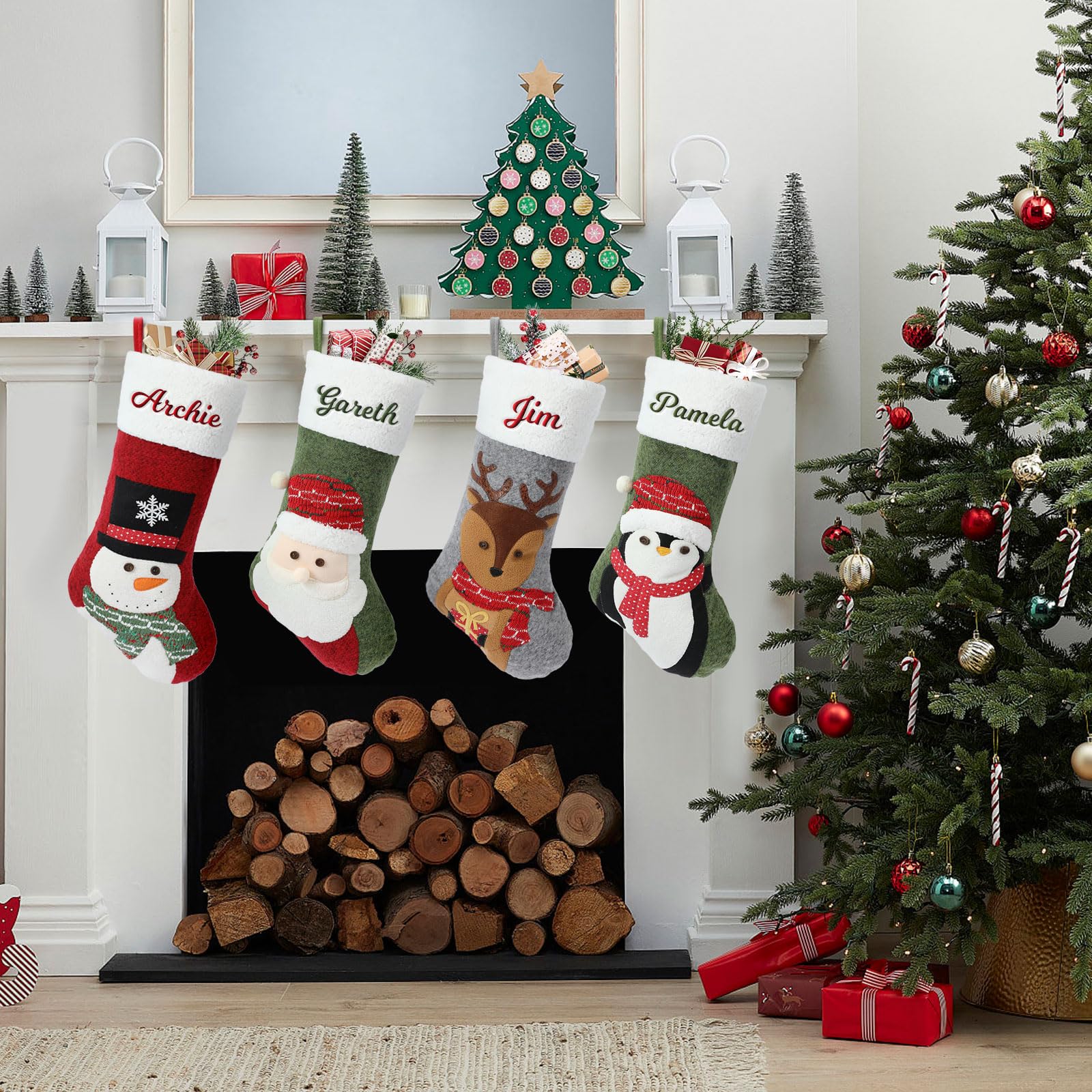 MJARTORIA Personalisierter Weihnachtsstrumpf Mit Namen - Großer Nikolausstiefel Zum Befüllen