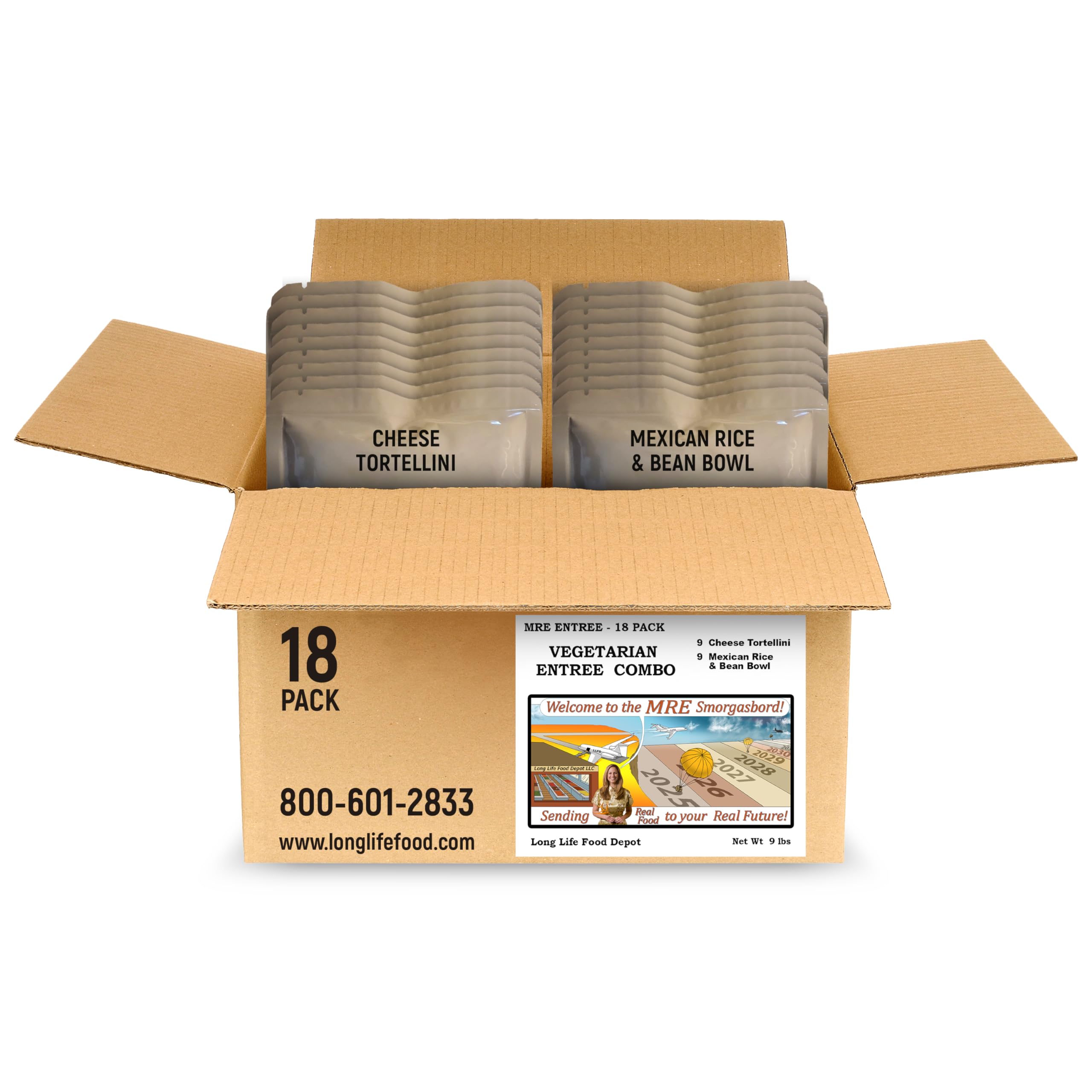 MRE Vegetarian Entrees (18-Pack) – Vegetarian Combo – Long Shelf Life – 2023+ Production Dates by Long Life Food Depot – Meals Ready to Eat