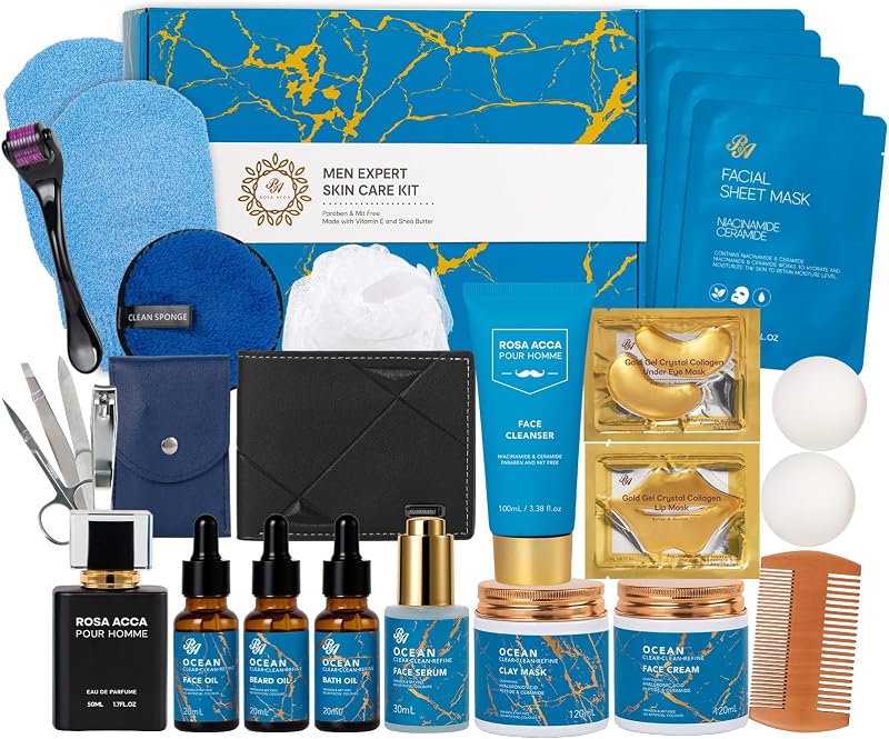 Regalos para Hombres, Set de Regalo para Baño y Cuerpo para Hombres de 30 Piezas, Set de Cuidado de la Piel para Hombres | Regalos del Día del Padre, Juego de Cestas de Regalo de Spa y Cuidado Personal, Bomba de Baño, Cumpleaños, Esposo, Vacaciones, Papá, Novio, Aniversario
