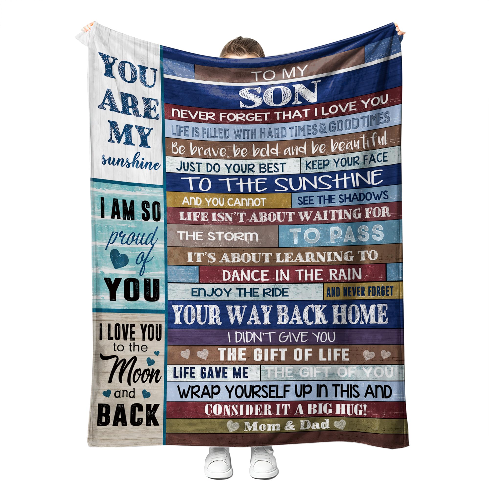 to My Son Blanket from Mom Dad Gifts for Son Sherpa Throw Blanket with Warm Words Fuzzy Soft Blankets Birthday Gifts for Son 50'' x 60''