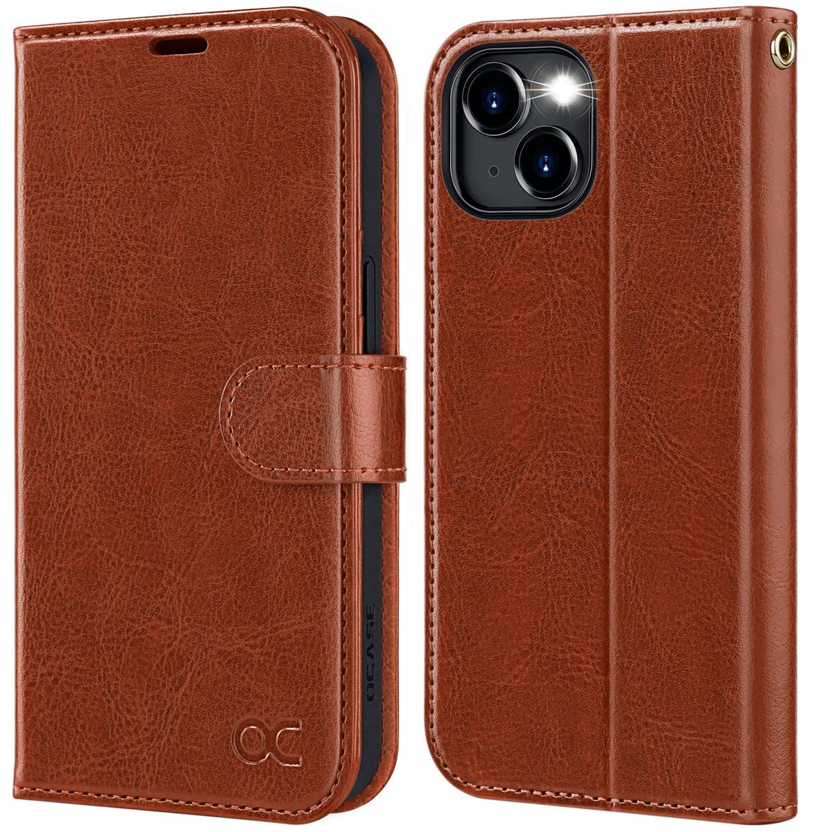OCASE Compatible with iPhone 15 Wallet Case, PU Leather Flip Folio Case with Card Holders RFID Blocking Kickstand [Shockproof TPU Inner Shell] Phone Cover 6.1 Inch 2023, Brown