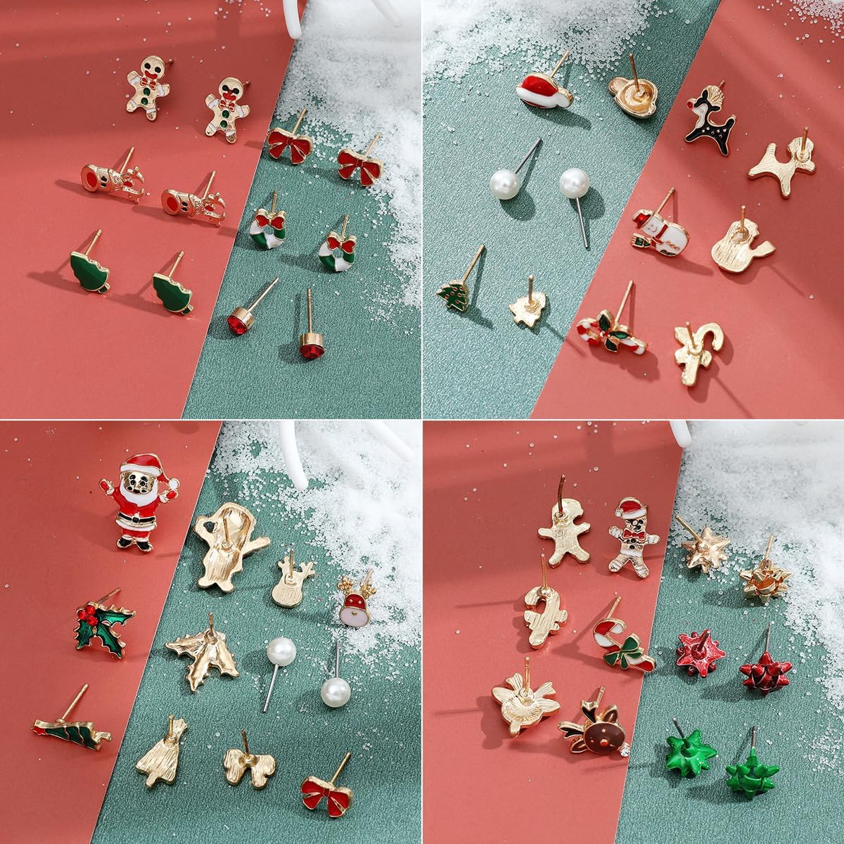 Christmas Earrings Gold Acrylic Mirror Gingerbread Man、 Soldier、 Christmas Tree Hanging Down Earrings Stylish Simplicity Christmas Party Jewellery For Women - Image 3