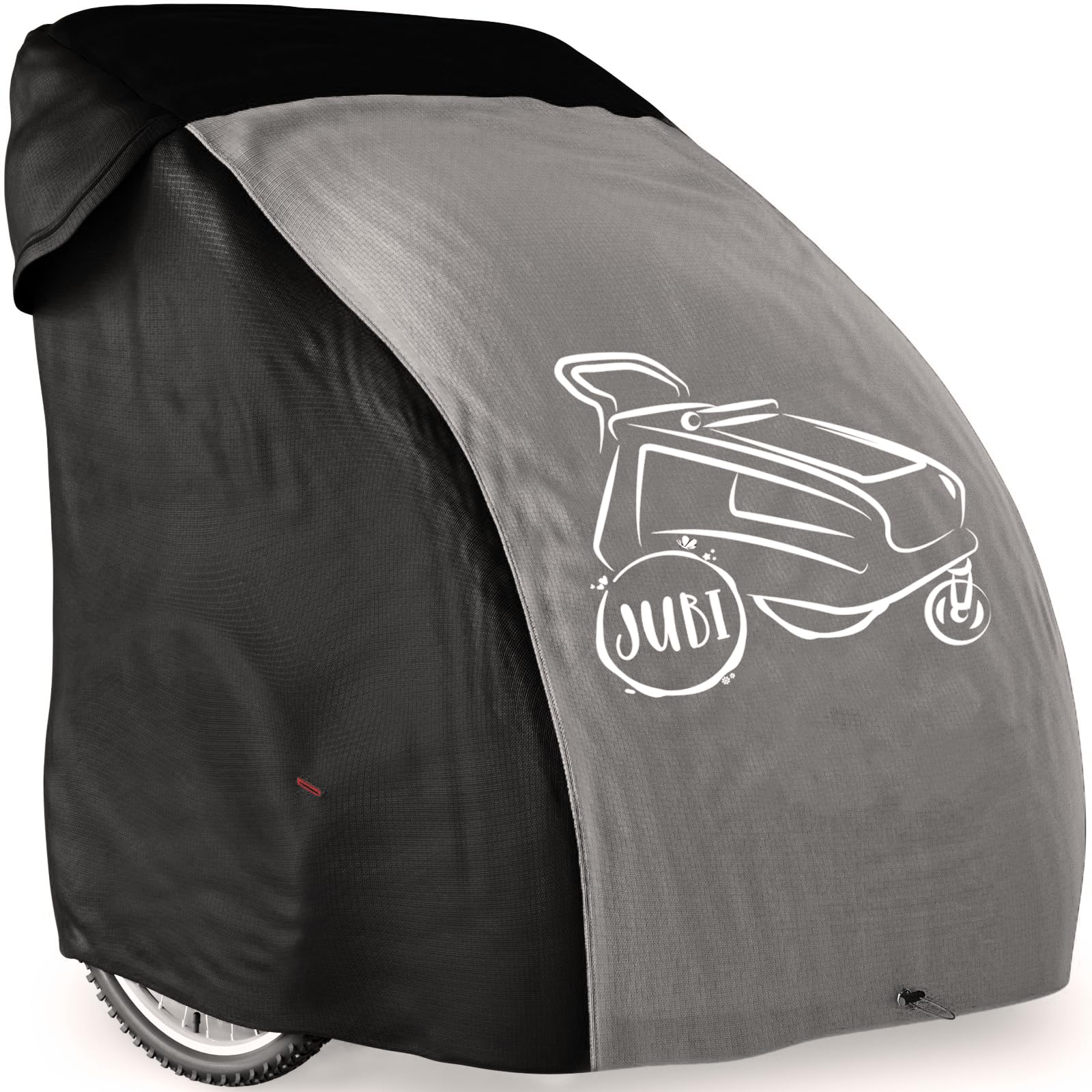 Jubi Funda plegable para remolque de bicicleta de dos plazas/1 plaza y absolutamente resistente a la intemperie | Cubierta universal perfectamente adaptable (negro)