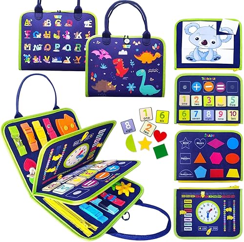 Juguetes Montessori de tablero ocupado para niños de 1, 2, 3, 4 años, juguetes sensoriales para niños pequeños de 1 a 3 años, juguetes de viaje para