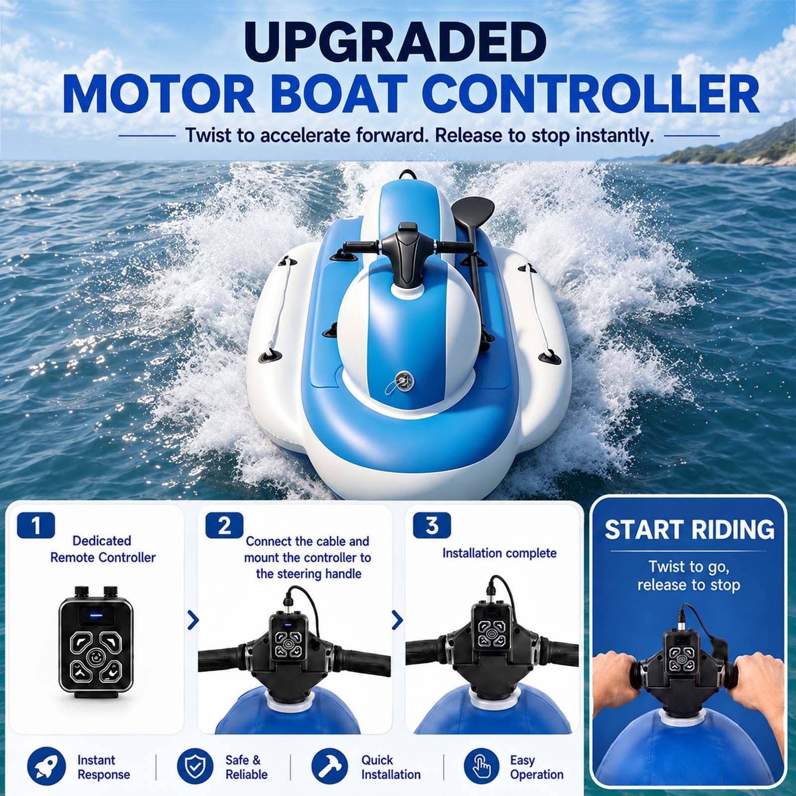 Bote Inflable Plegable Motorizado: PropulsióN Submarina Desmontable de 500 W para Pesca y Actividades de Ocio Boat+700W16APro