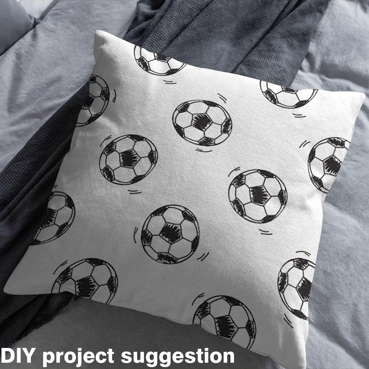 Soccer Balls Upholstery Fabric by The Yard Football Sports Theme Design Fabric for Chairs and Home DIY Projects Ball Game Decorative Waterproof Fabric 5 Yards,(L460*W150cm) Black White - Image 4