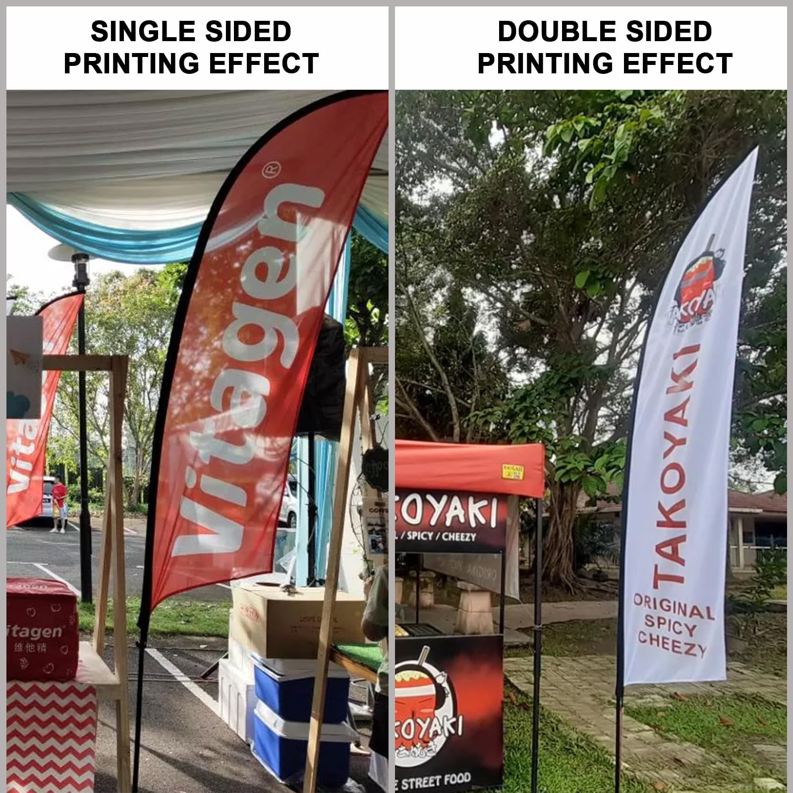 Kit de asta de bandera de plumas personalizado, cartel de tienda hecho, letrero comercial (tamaño 1, doble cara)