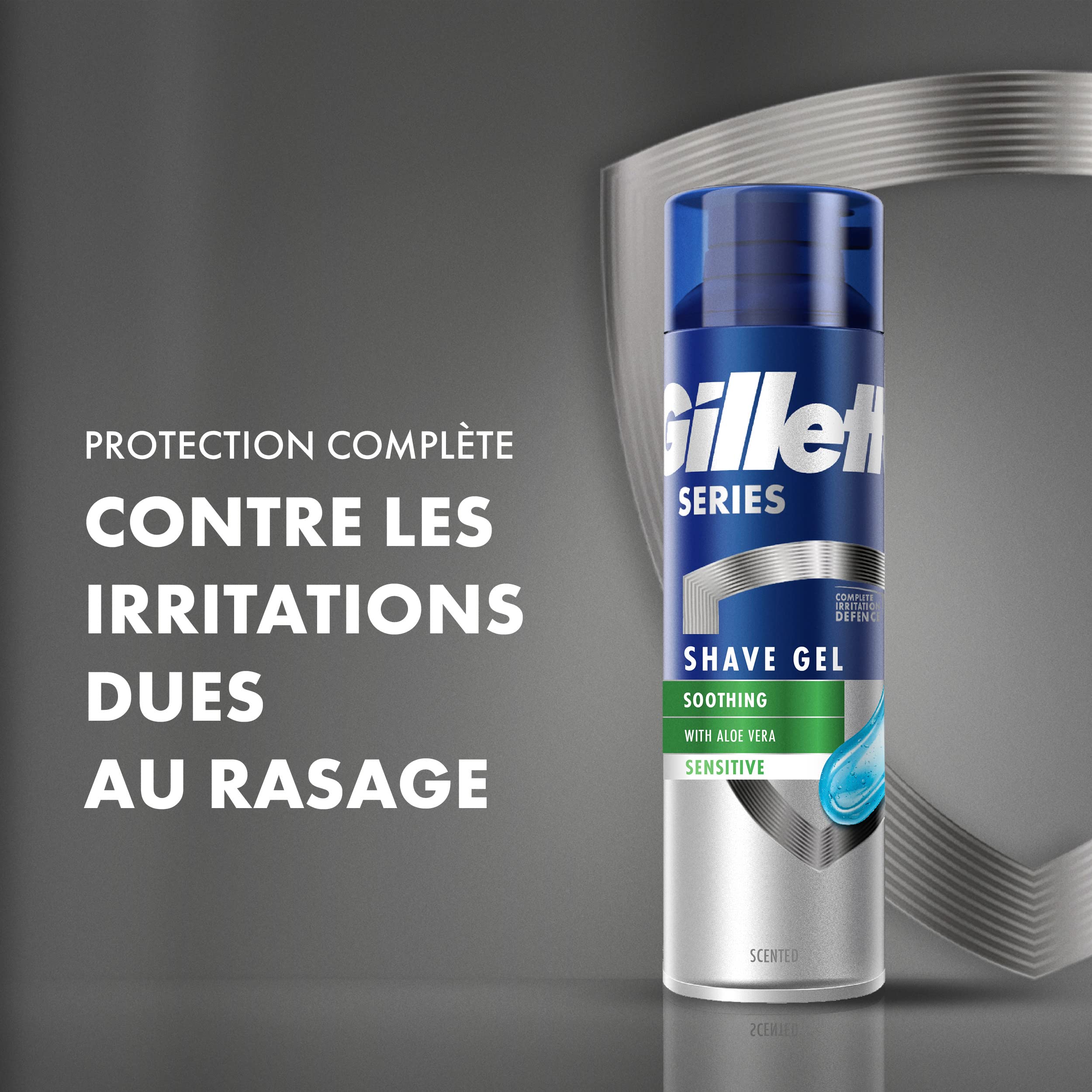 Gillette Series Gel À Raser Apaisant À L’aloe Vera, Pour Les Peaux Sensibles, Protection Complète Contre Les Irritations, 6x200ml