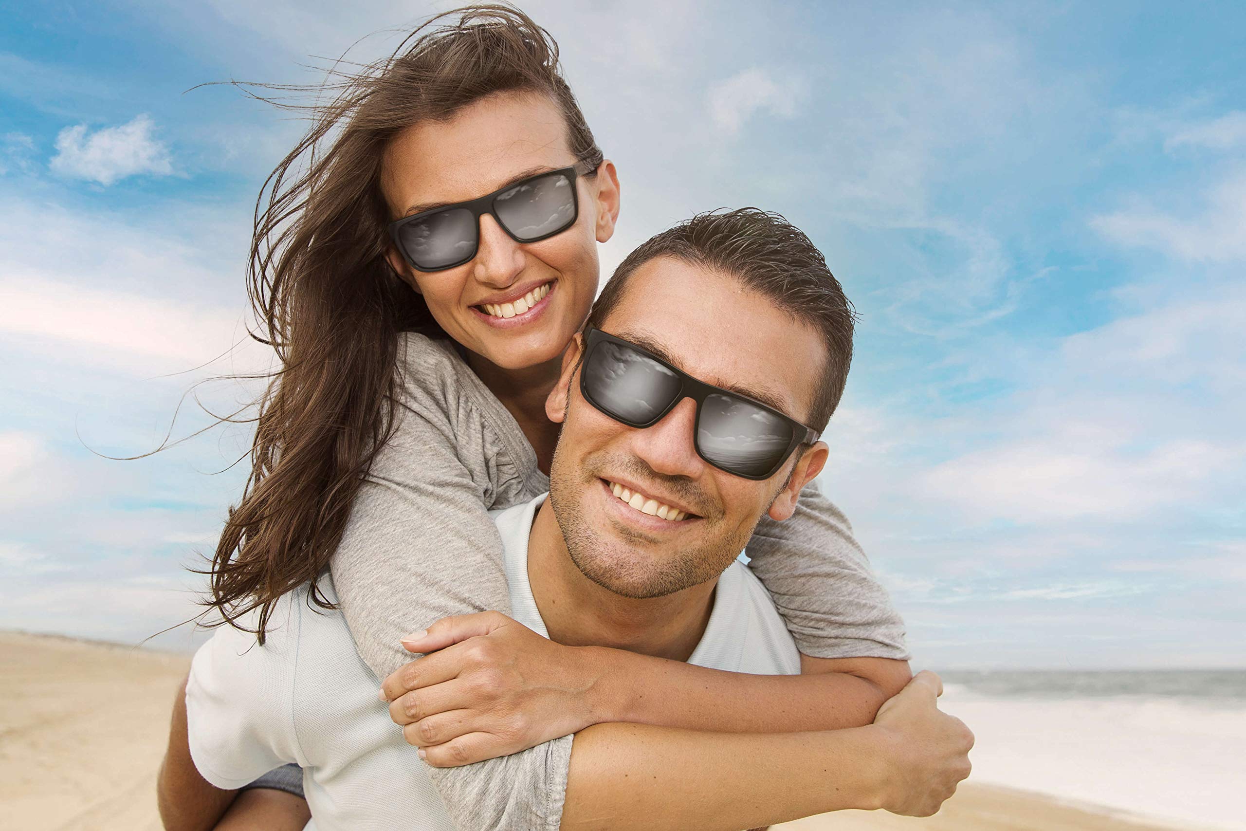 Balinco, Gafas de Sol Polarizadas (Hechas a Mano) con Lentes Rectangulares y Patillas de Bambú, para Hombres y Mujeres, Protegen de los Rayos UV o de los Reflejos, en un Práctico Set de Accesorios