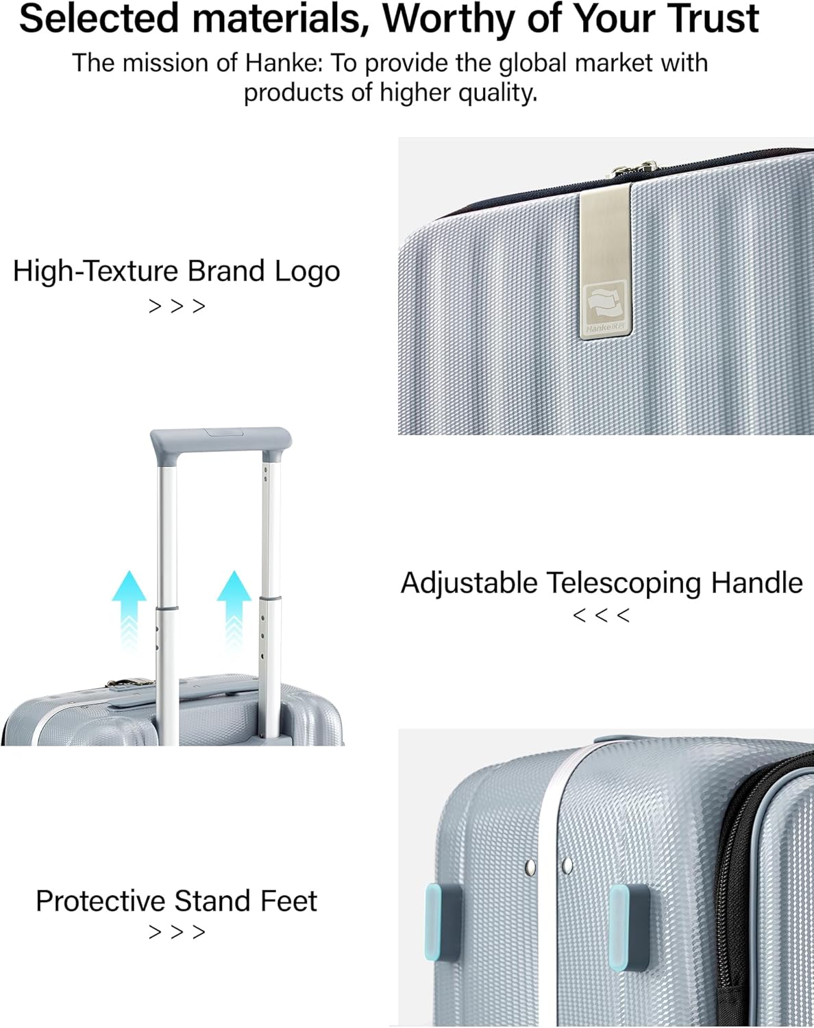 Hanke 16 Inch Underseat Carry On Suitcases with Wheels,Lightweight Hard Shell Carry on Luggage for Weekender,Top Opening Small Suitcase,Travel Luggage for Womem Men,Grey - Image 9