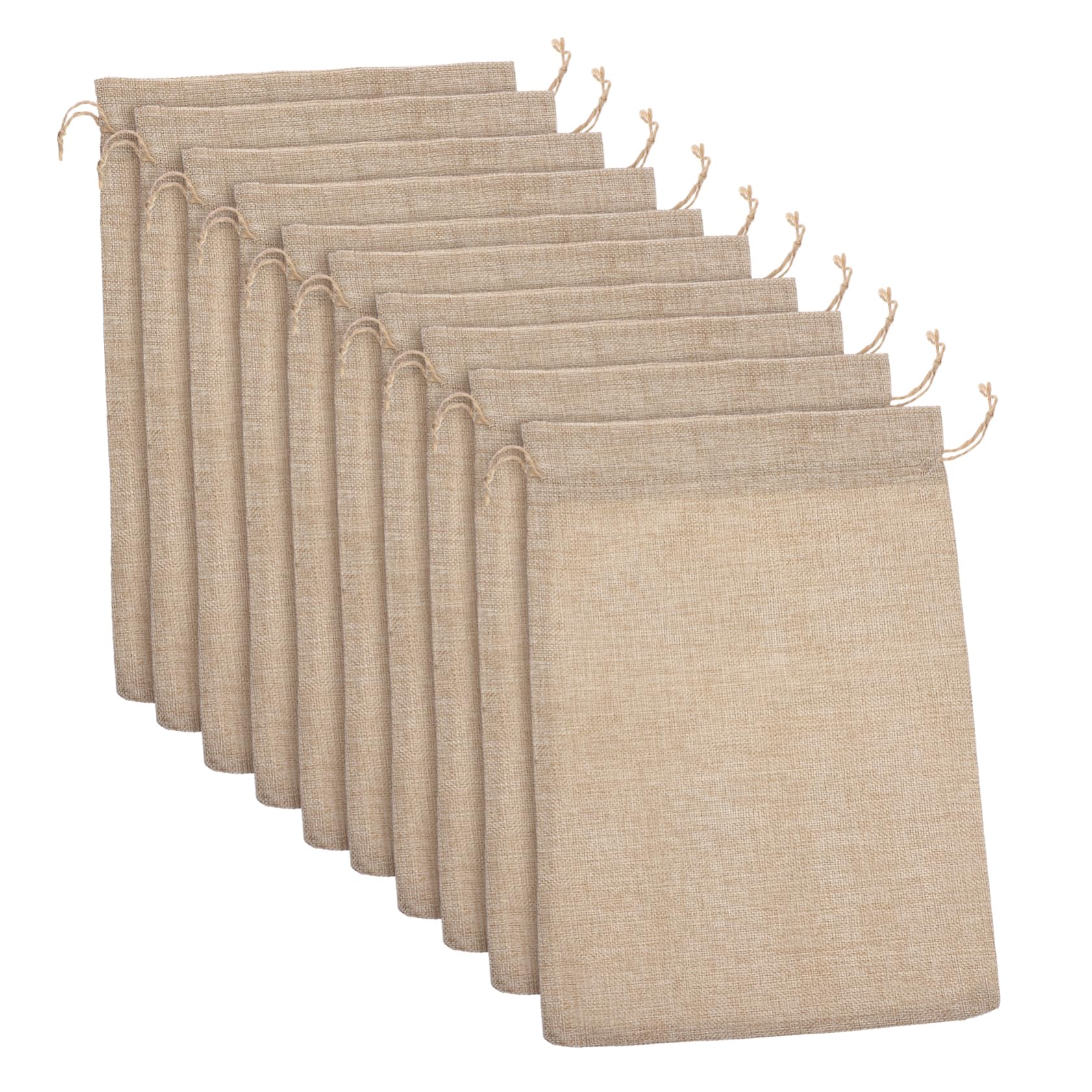 YOSADIER Sacchetti Regalo in Juta Coulisse 10pz, Sacchetti di Cotone e Juta 10x14 Pollici per Bomboniere, Feste, Natale, Matrimoni, Regali Personalizzati