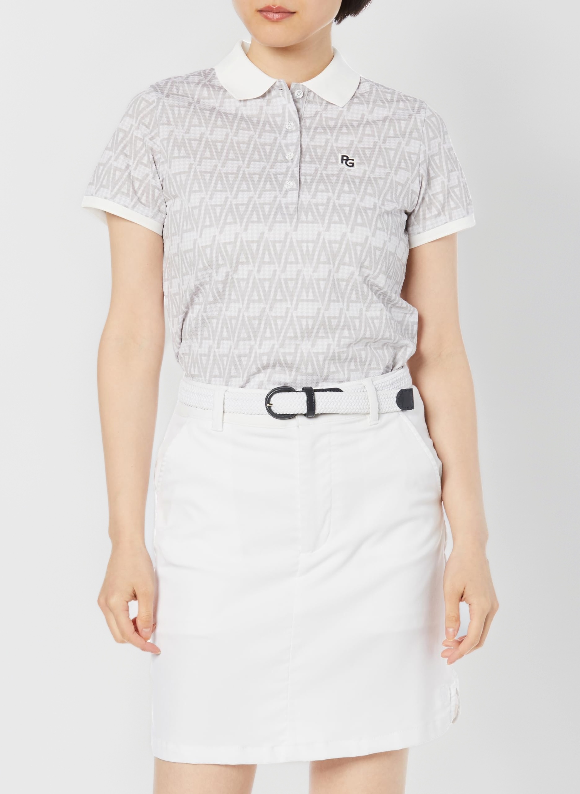 Amazon | [パーリーゲイツ] レディース 半袖 ポロシャツ (幾何学柄