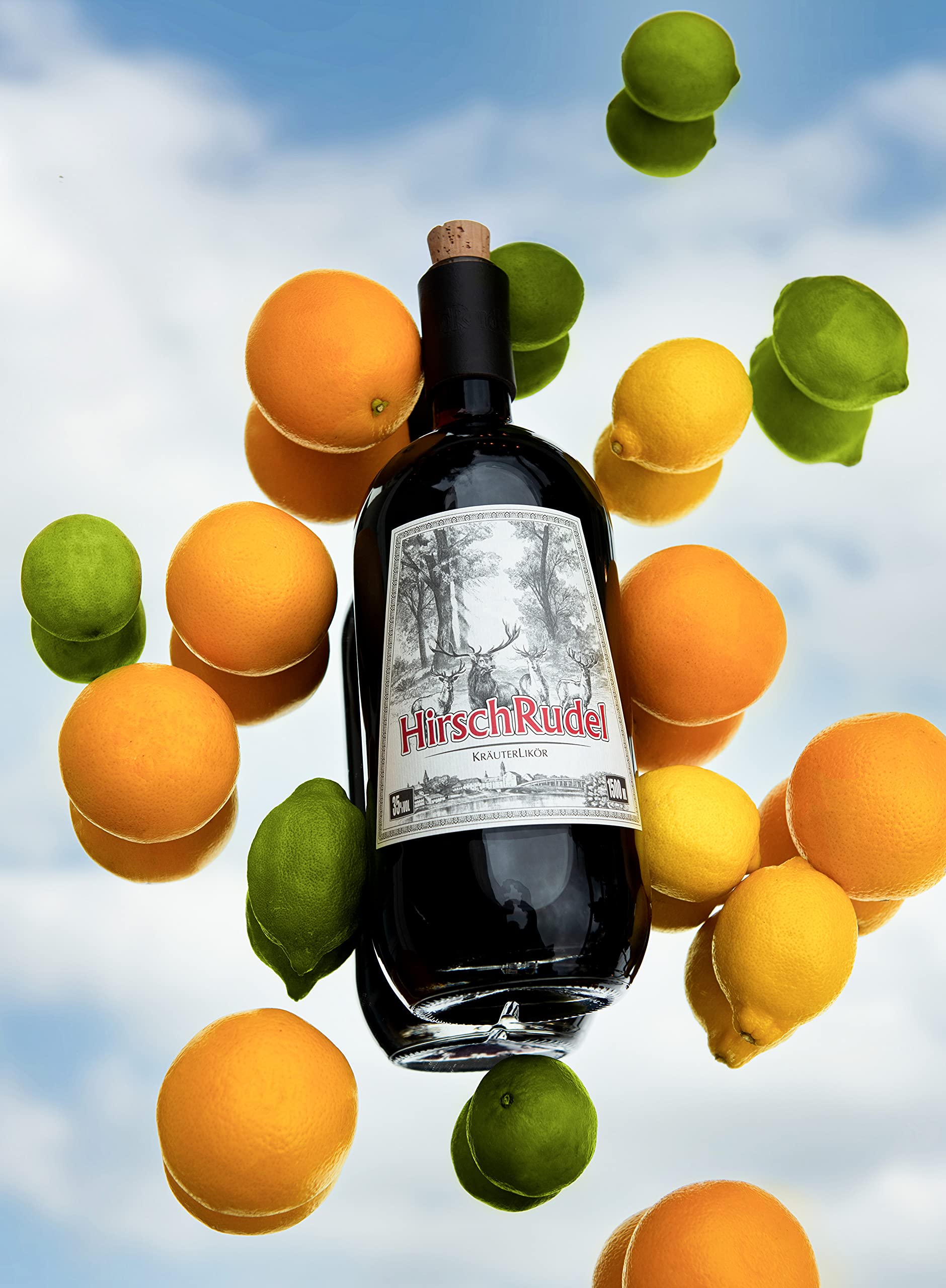 Hirschrudel Magnum Premium Kräuterlikör aus Deutschland Magnumflasche Handcrafted Aus 31 Wildkräutern 35% 1,5l
