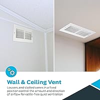 Vista 4 de EZ-FLO Cubierta de ventilación de aire de 10 x 4 pulgadas (apertura de conducto) para pared o techo, registro de ventilación bidireccional, cubierta