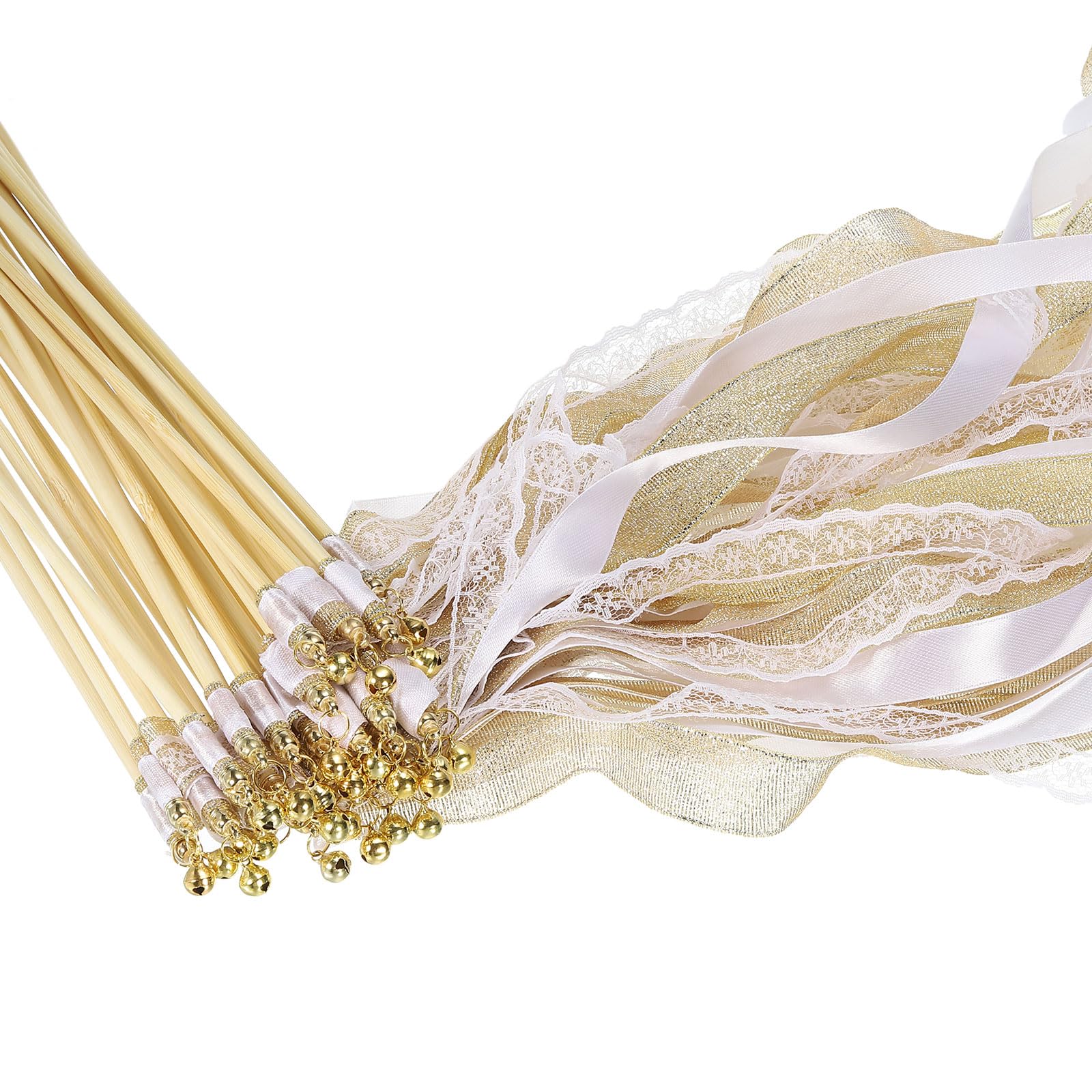 M METERXITY 50Pz Bacchette Magiche Nastro Stelle Filanti Matrimoni Tono Oro