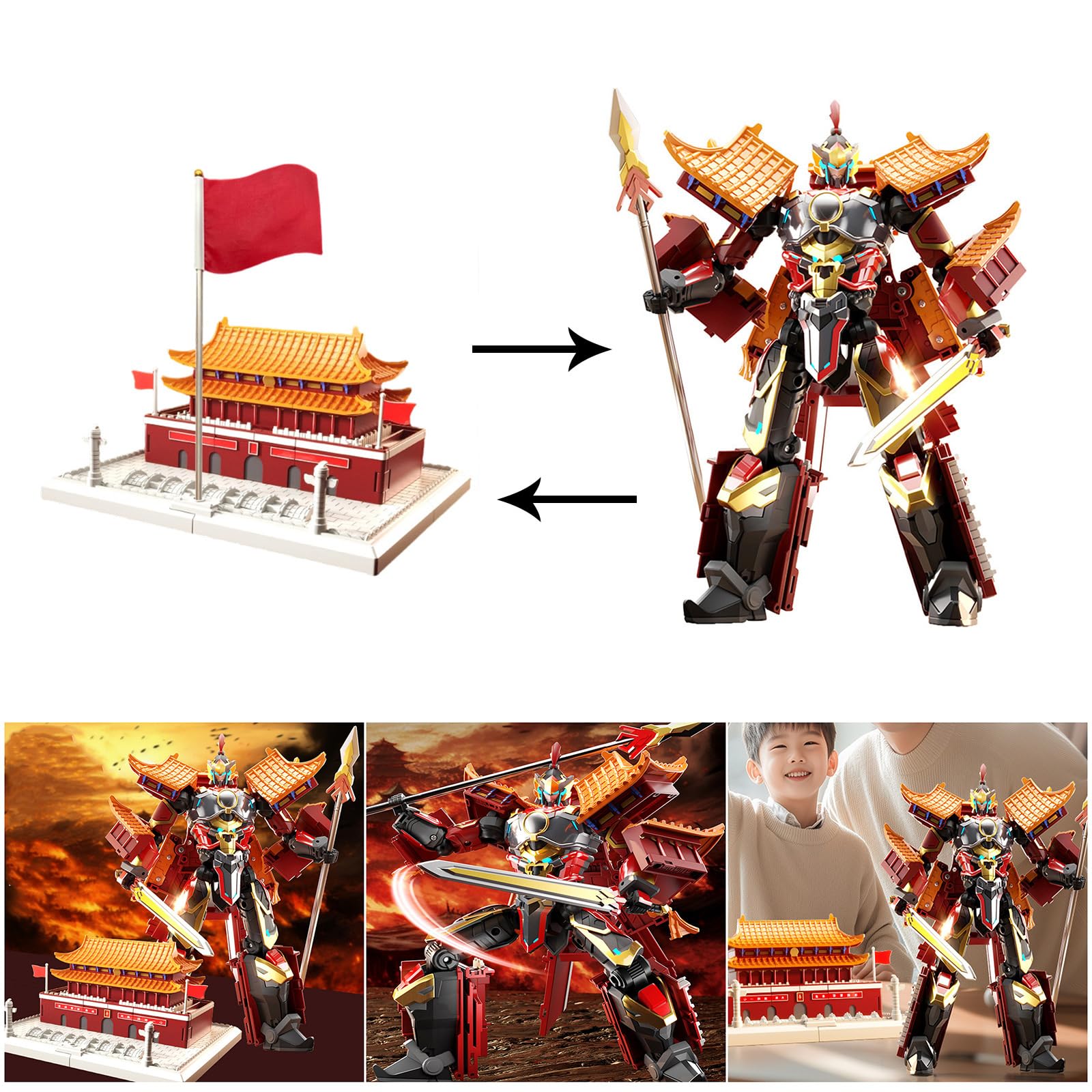 Realistische Tiananmen Beschützer Mecha Robotermodell Legierungs Actionfigur mit verformbarem Design für Anzeige und Rollenspiel Tiananmen Verteidiger Generalspielzeug