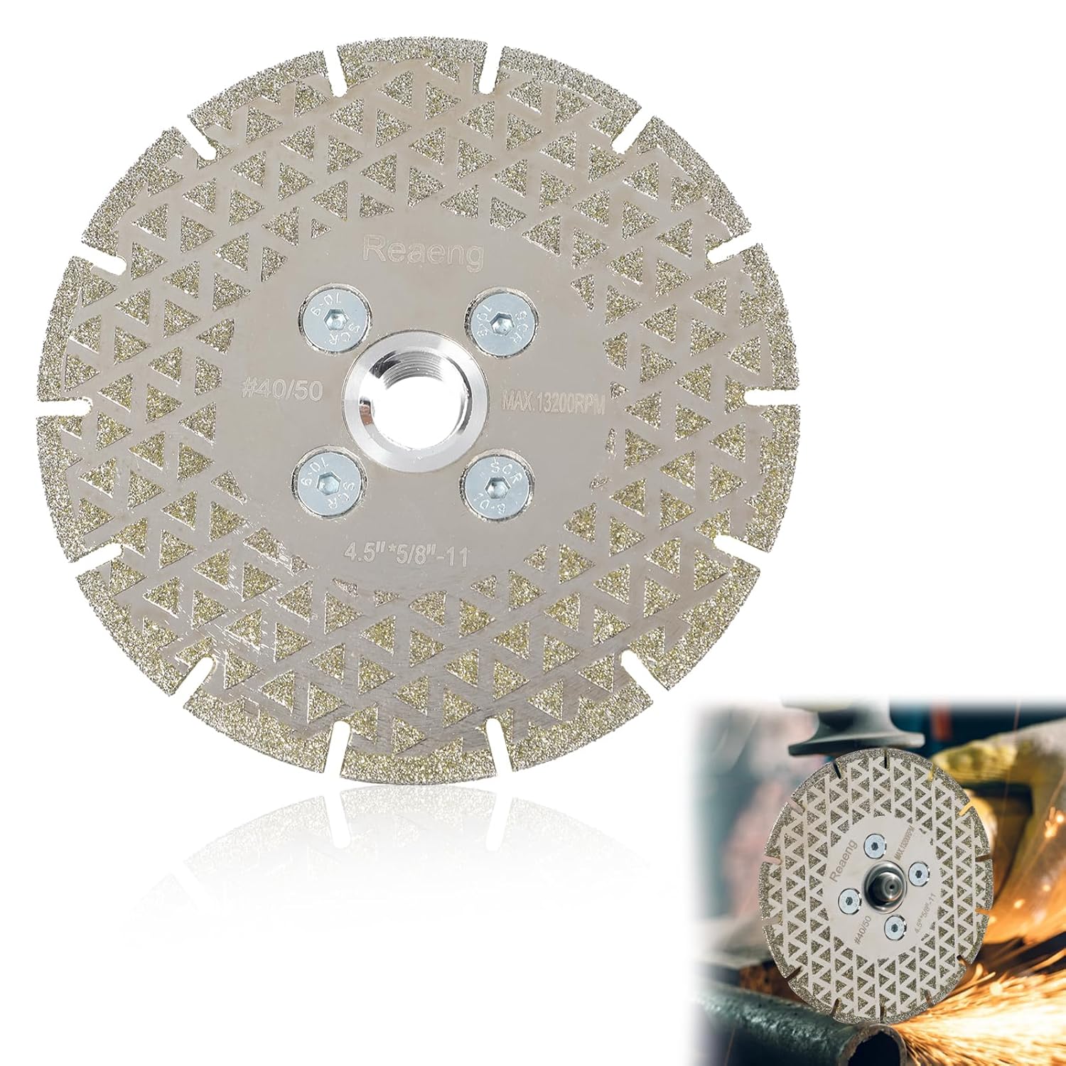 4-1/2 Inch Diamond Grinding Disc for Marble, Granite & Concrete, Single-Side Coated Diamond Cutting Wheel, 5/8"-11 Arbor for Angle Grinder