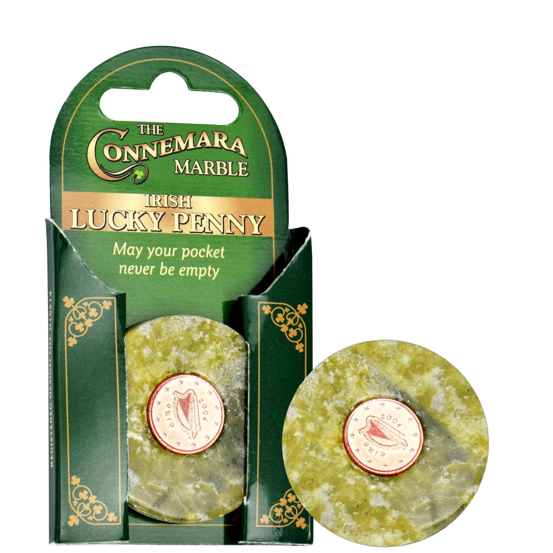 Connemara Marble Stone with Irish Lucky Penny