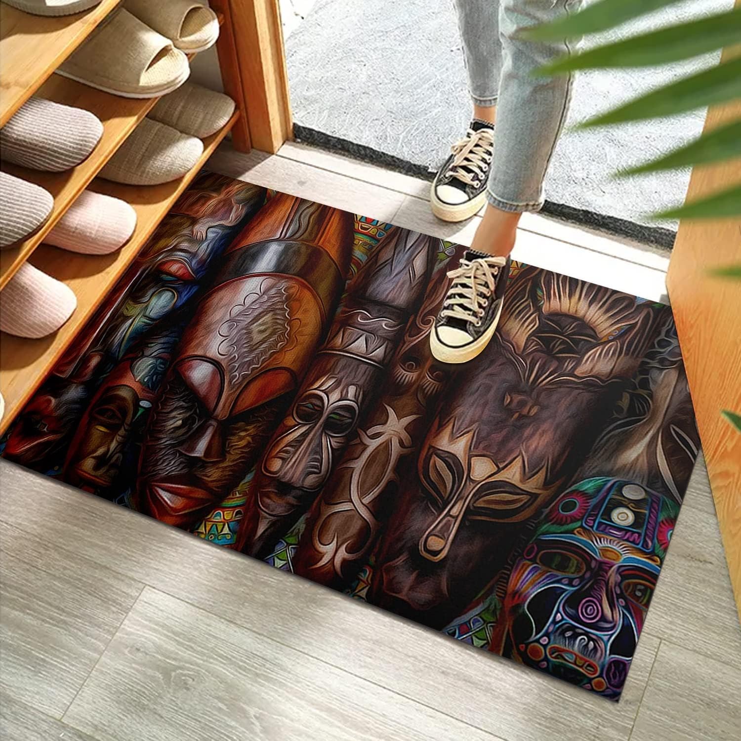 GUBIYU African American Area Rugs Runners African Mask