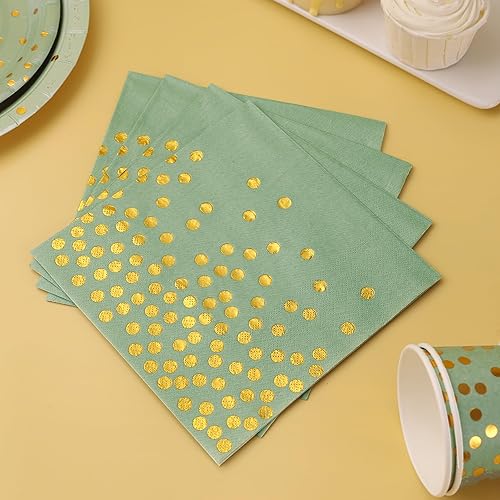 Miniatura 4 de 175 platos y servilletas de color verde salvia, suministros para fiestas, platos de papel verde salvia para 25 invitados, juegos de platos