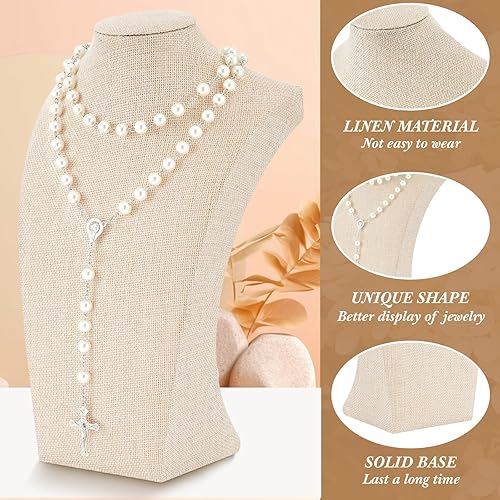 Miniatura 3 de Kigley 6 piezas de collar de lino para exhibición de busto, soporte de joyería para maniquí de venta de joyas (11.4 x 6.9 pulgadas)