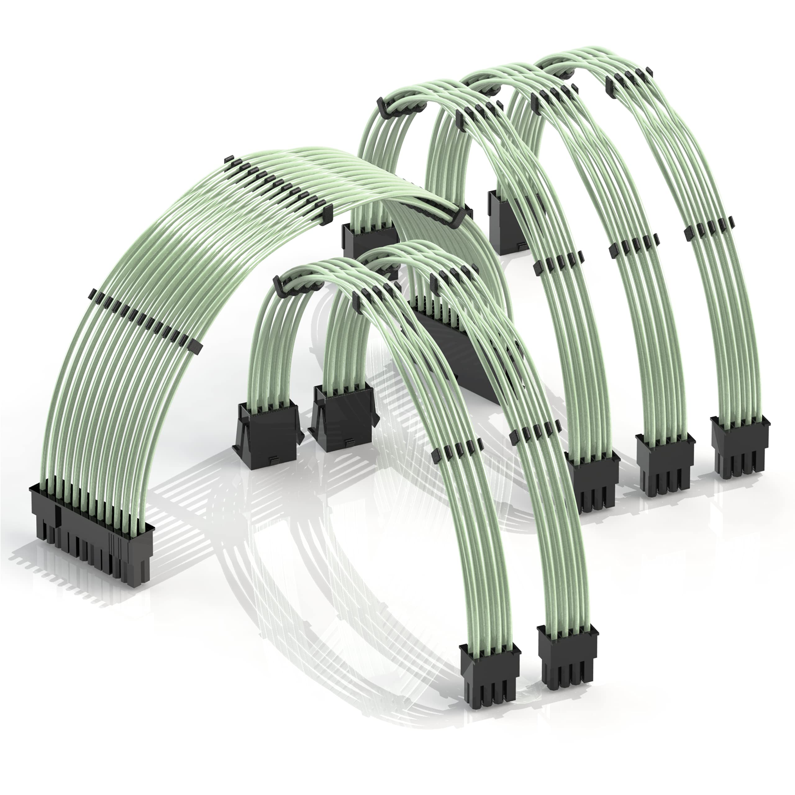 LINKUP - AVA 50cm PSU Cable Extension Sleeved Custom Mod GPU PC Braided w/Comb Kit | 6-Pack | 1 x 24 P (20+4) | 2 x 8 P (4+4) CPU | 2 x 8 P (6+2) GPU set | 500mm - White - — view 43