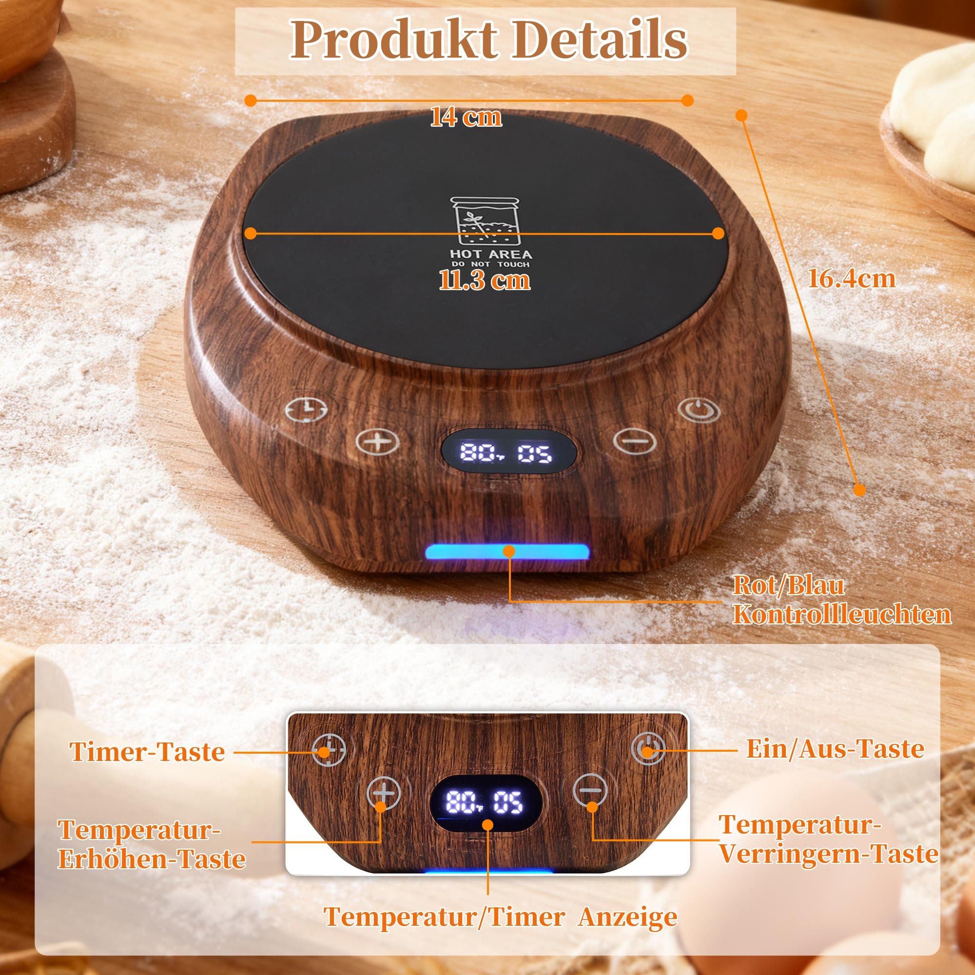 Sauerteig Starter Wärmer Thermostat Steuerung (21-49°C/70-120°F) 24-Stunden Einstellbarer Timer Sourdough Proofing Brot Backwärmer für Sauerteigfermentation & Haus Backen