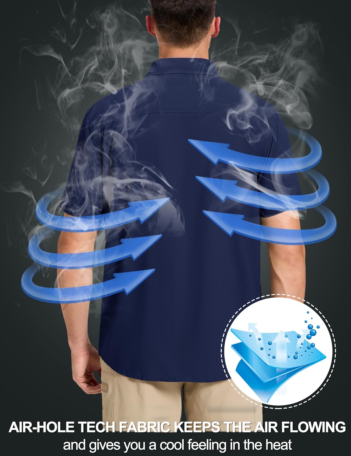 TACVASEN Fishing Shirts for Men Cool Hiking Shirt Button Up Short Sleeve SPF UPF 50+ Sun Shirt Quick Dry for Tactical - Image 4