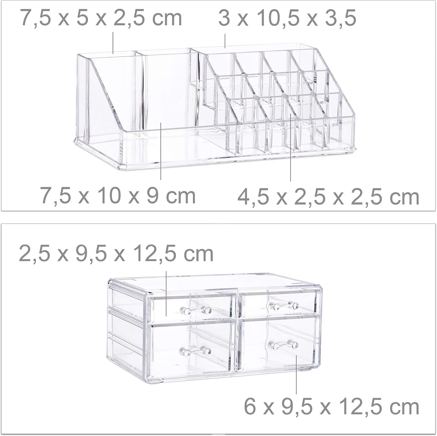 ❤ Crаzу Dеаlѕ Relaxdays Cosmetic Organiser with 4 Drawers, Makeup Kit for Lipstick, Nail Polish, Acrylic Jewellery Stand, H x W x D: app. 19 x 23.5 x 14 cm, Transparent Tор Brаndѕ Relaxdays Cosmetic Organiser with 4 Drawers, Makeup Kit for Lipstick, Nail Polish, Acrylic Jewellery Stand, H x W x D: app. 19 x 23.5 x 14 cm, Transparent