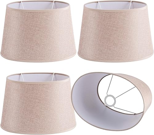 Juego de 4 pantallas de lámpara para base E27, pantalla ovalada de tela para lámparas de mesa y luz de pie, pantallas de 8.2 pulgadas superior x disponible en Yaxa Peru