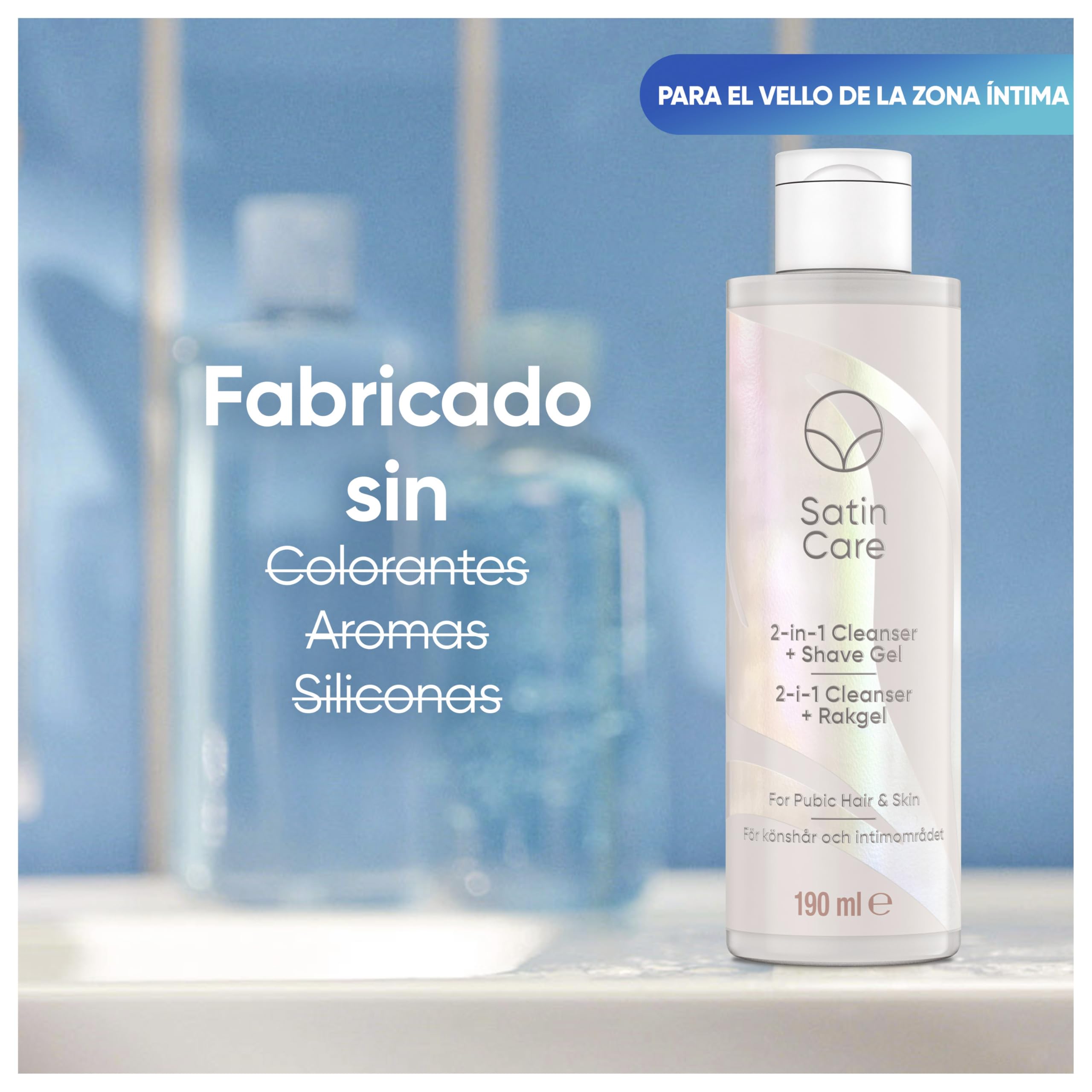 Satin Care 2-en-1 Gel Limpiador + Gel de Depilación para Ingles Y Zona Íntima, 190 ml - Líquido de Afeitar Mujer, Protege contra La Irritación