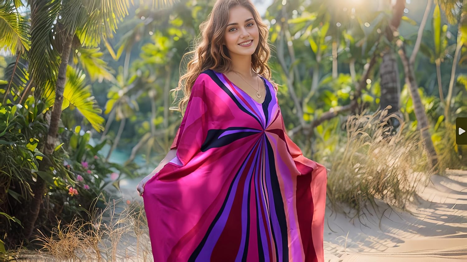 RanRui Floral Print Kaftan Dresses for Women Ethnic Boho Print swim cover up Batwing Sleeve Vneck Caftans - Image 7