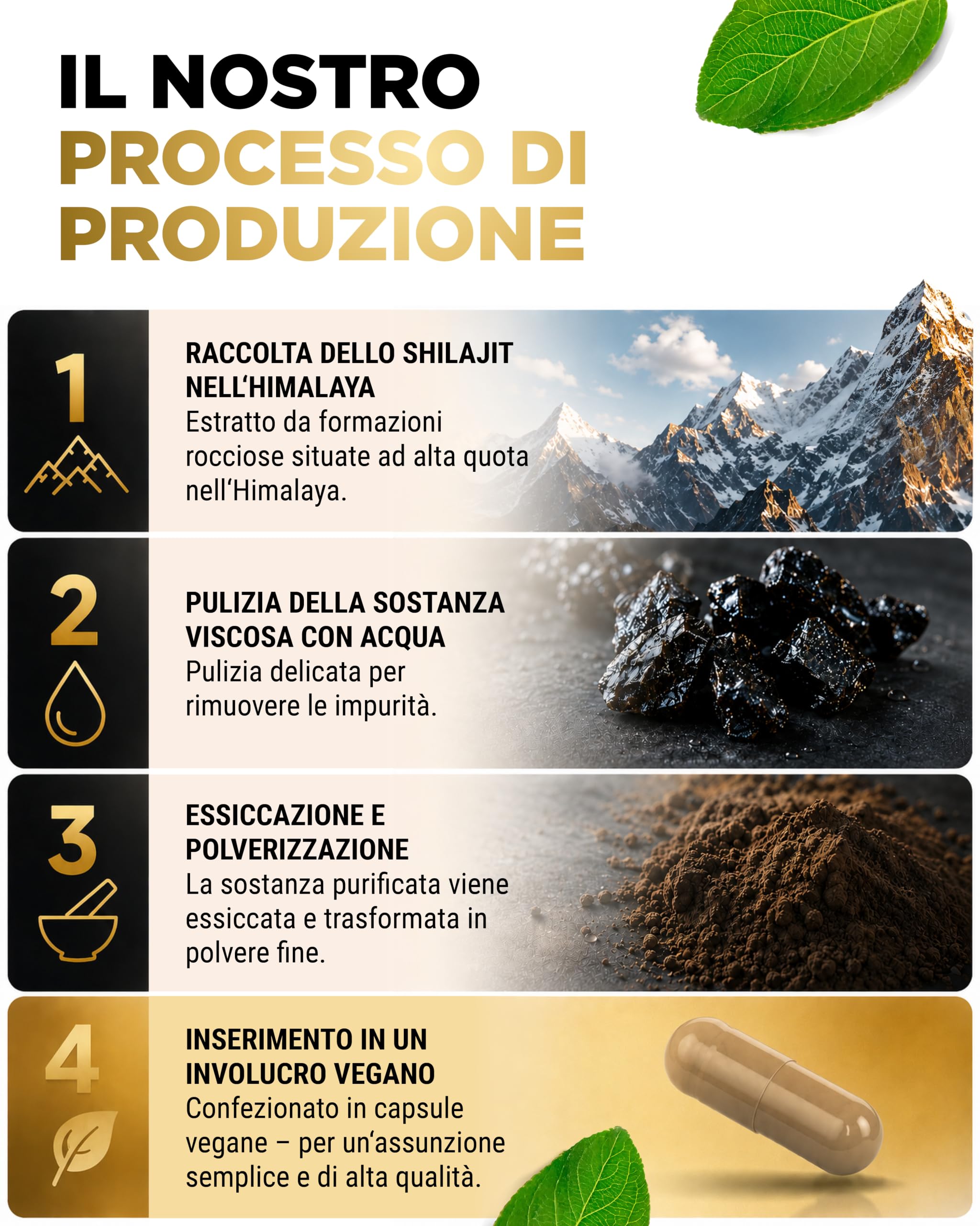 vit4ever Capsule di Shilajit ad Alto Dosaggio - 180 Capsule Vegane - 1400 mg di Estratto di Mumijo 10:1 per Dose Giornaliera - Shilajit Originale dall’Himalaya - Senza Additivi Inutili