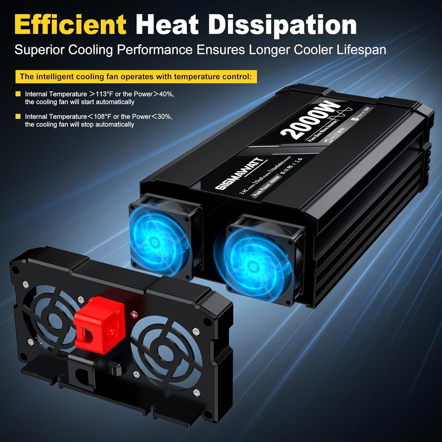 2000W Pure Sine Wave Inverter 48V DC to 120V AC–Powers RV, Truck,Off Grid Solar Energy,Car Refrigerator, Coffee Maker, Printer, Game Console, and Slow Cooker with LED Display and Remote Monitoring