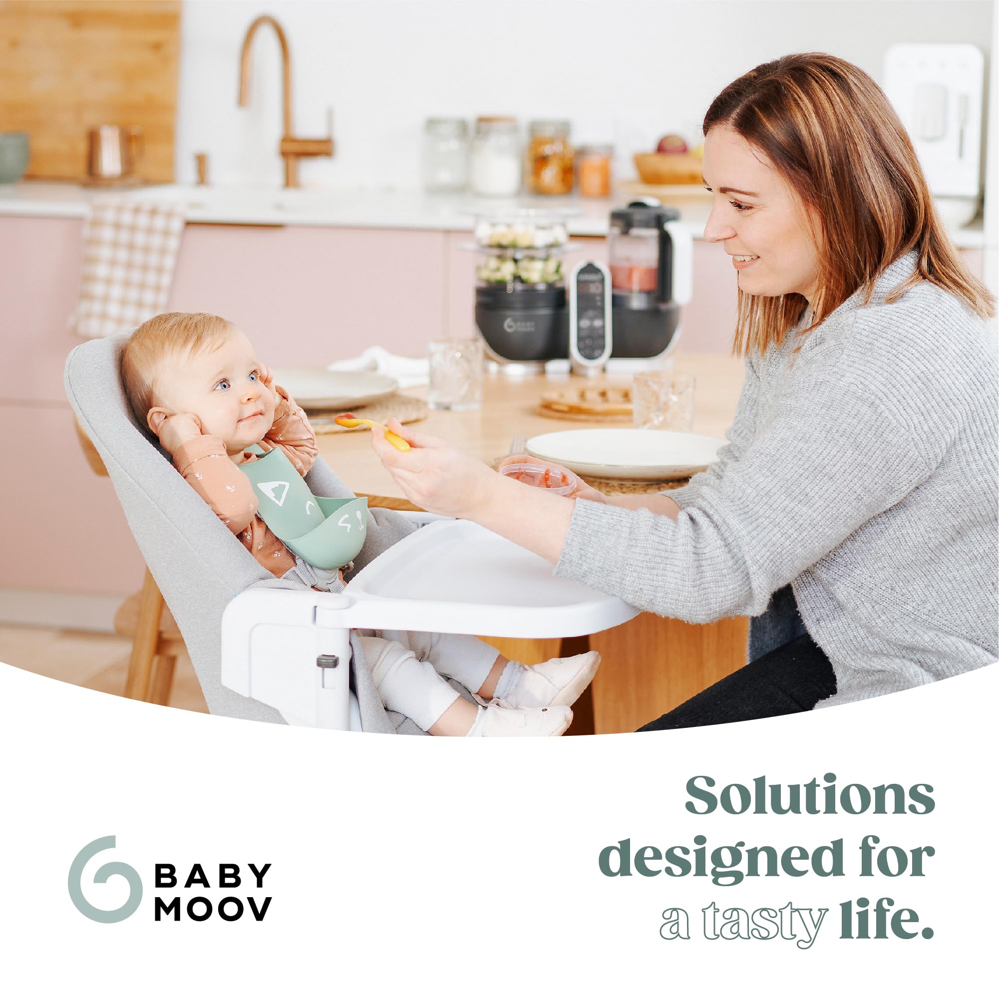 Babymoov Nutribaby+ Robot Cuiseur Bébé Multifonctions 6 en 1, Cuiseur Vapeur Mixeur, Grande Capacité 2,2L, Gris