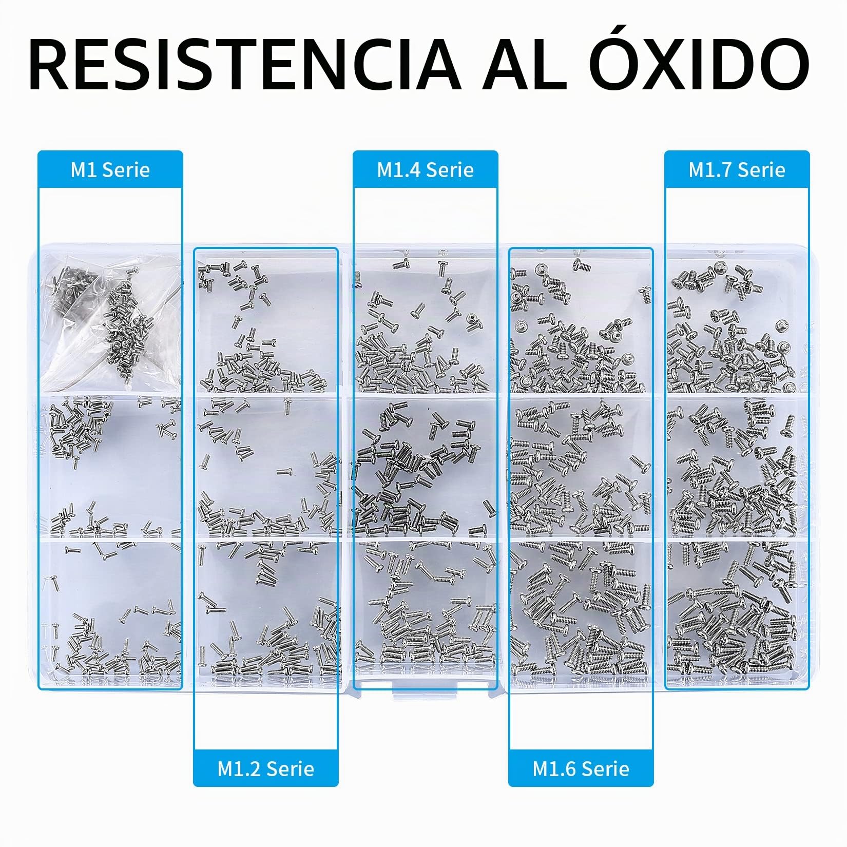 800 unidades, Juego de mini tornillos, M1, M1,2, M1,4, M1,6, M1,7, tornillos pequeños, autorroscantes, minúsculos para reparación de gafas, relojes, ordenadores portátiles